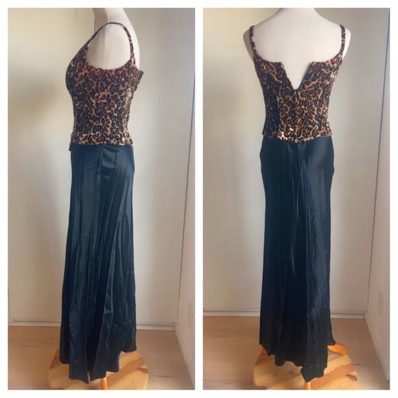 Vintage Jessica McClintock Gunne Sax Leopard Print Bustier Gown Size XS-2 USA - Picture 3 of 9
